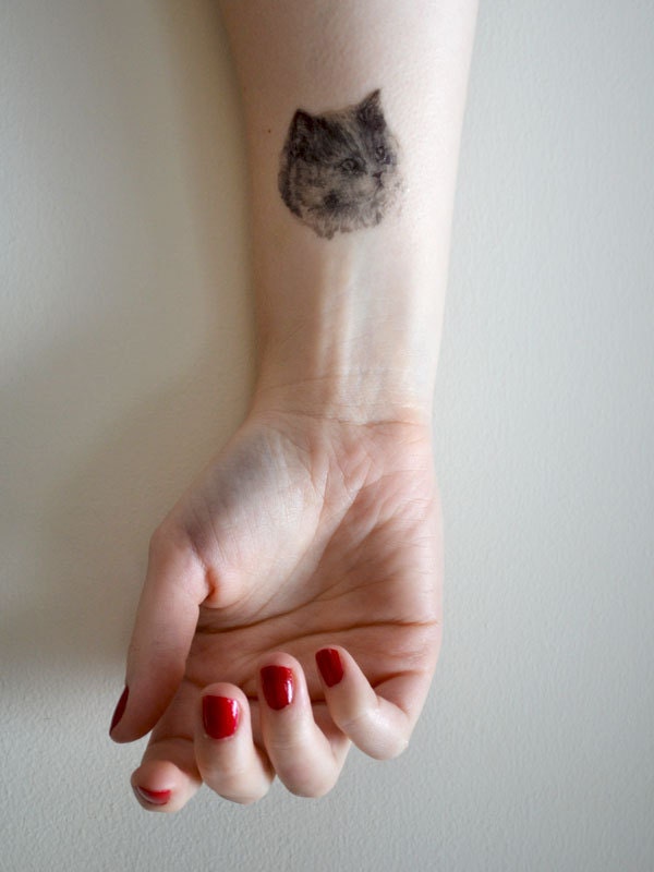 temporary tattoos - set of 7 fake cat tatts - cats - pussycat - kitten - kitty - cattoos
