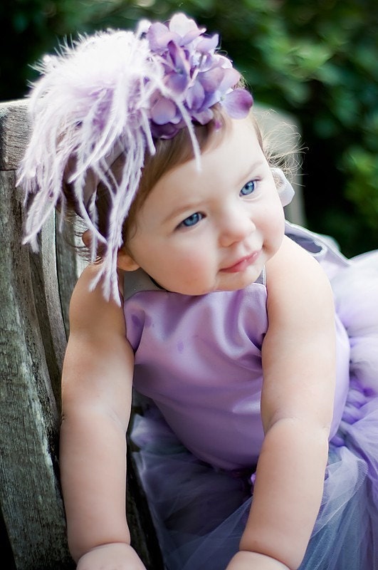 Flower Feather Fascinator HEADBAND or Clip-----Perfect for Weddings or Portraits