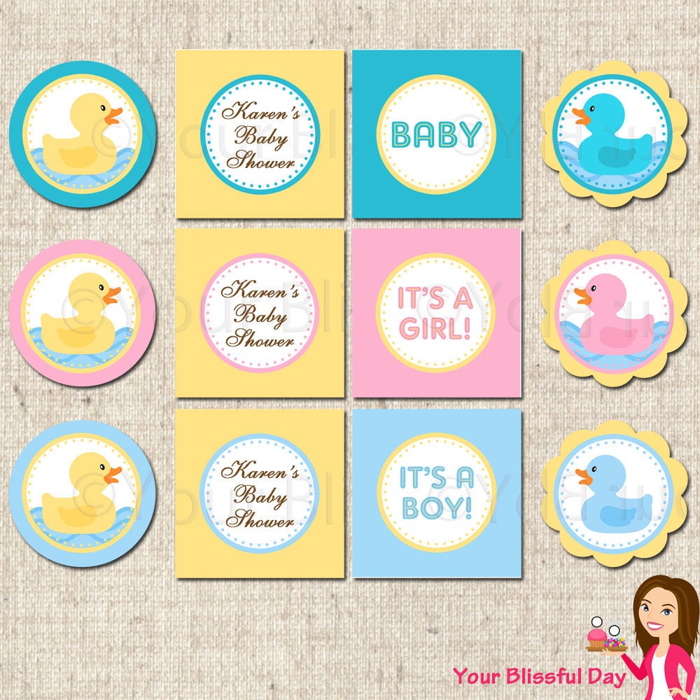 PRINTABLE Rubber Duckie Baby Shower Party Circles (Personalized) Il_170x135