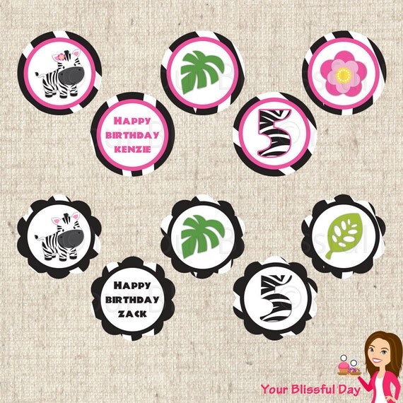 PRINTABLE Zebra Party Circles (Personalized Boy or Girl) Il_570xn