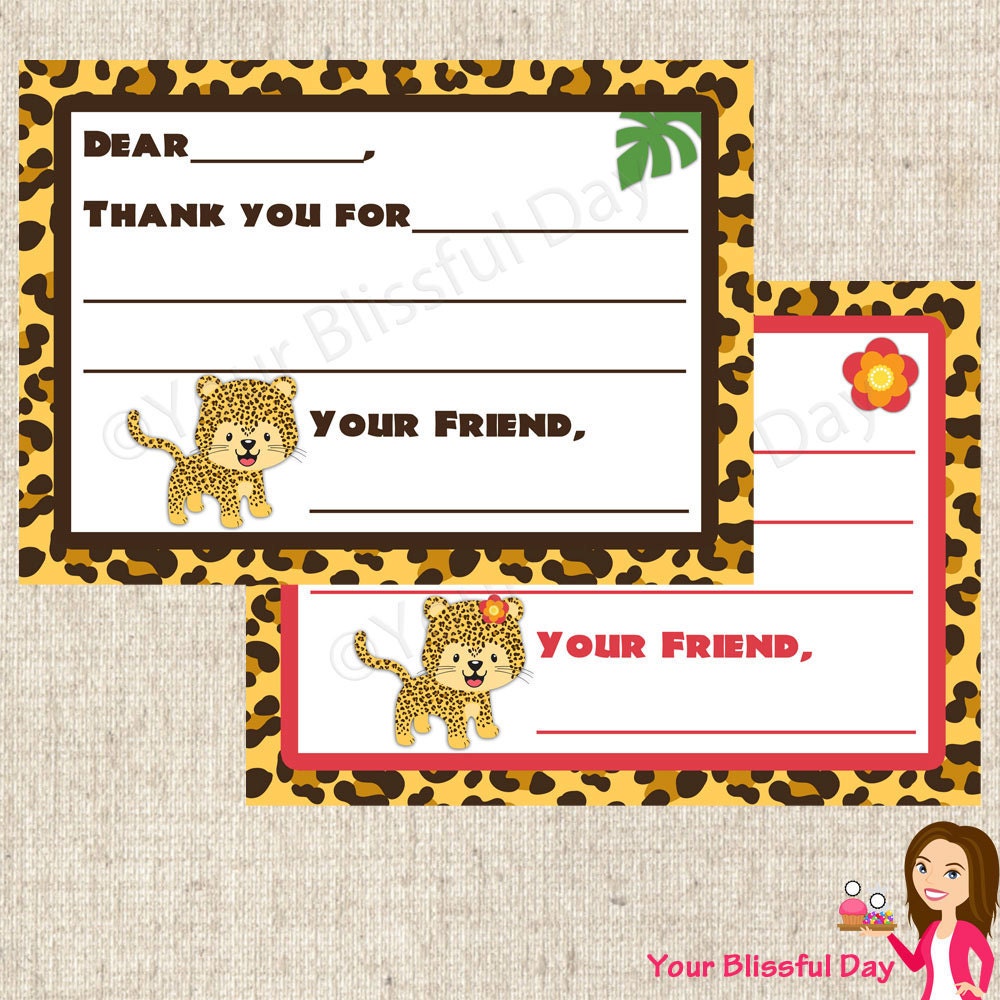 PRINTABLE Leopard Fill-in-the-Blank Thank You Cards (Boy or Girl) Il_570xn