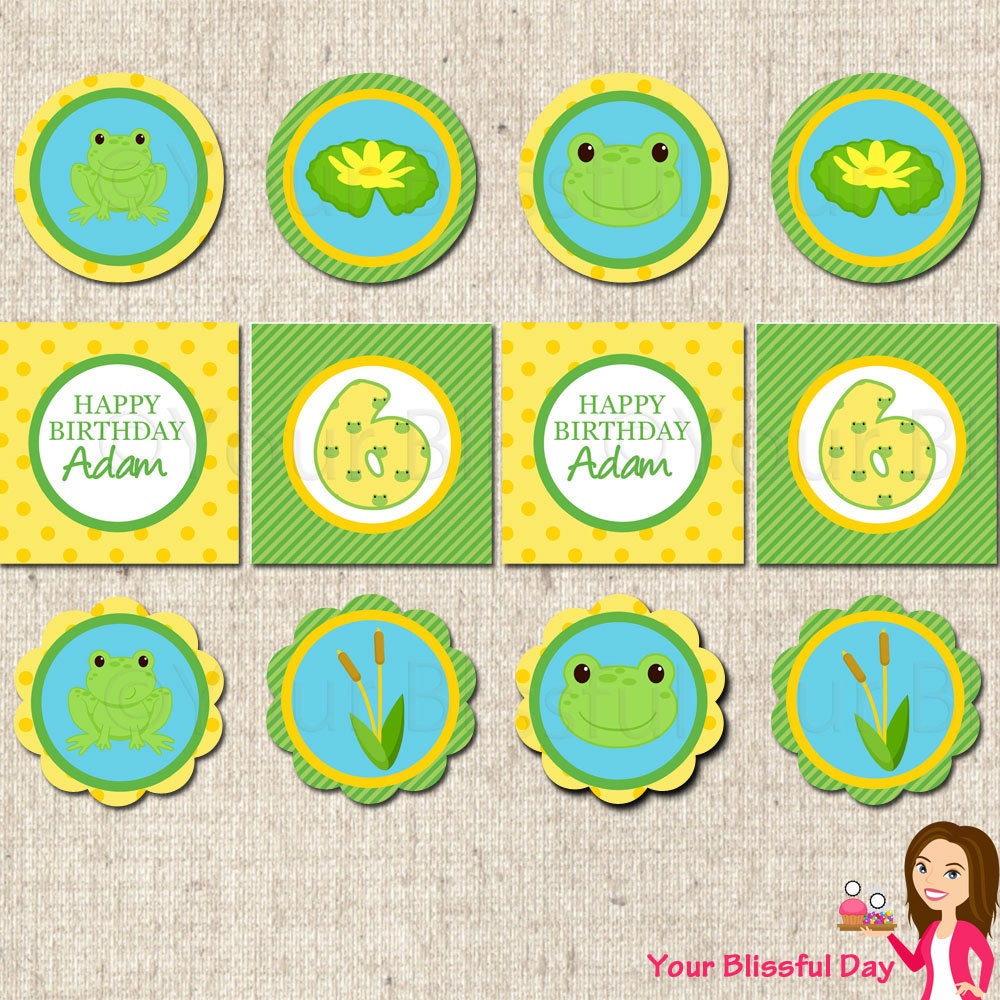 PRINTABLE Boy Frog Party Circles (Personalized) Il_570xn