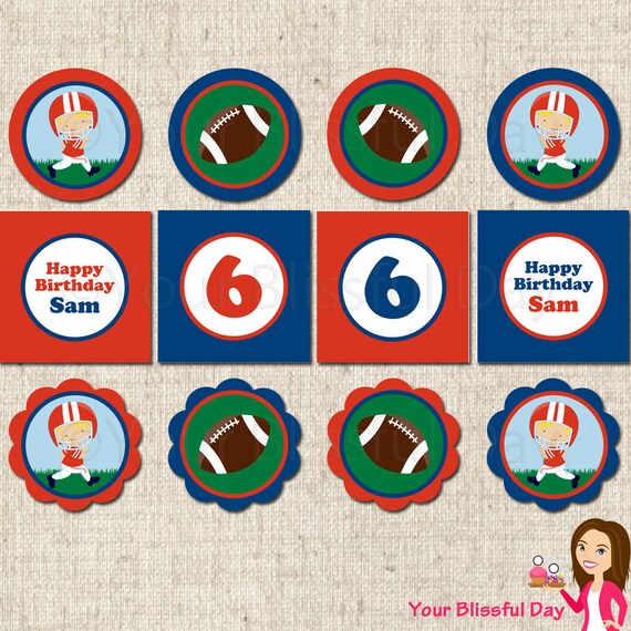 PRINTABLE Personalized Football Party Circles (Character of your choice) Il_570xn
