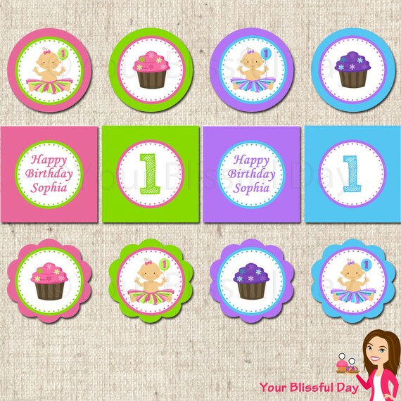 PRINTABLE 1st Birthday Girl Party Circles (Personalized) Il_570xn