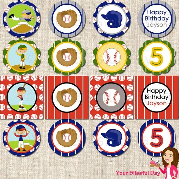 PRINTABLE Boy Baseball Party Circles (Personalized) Il_570xn