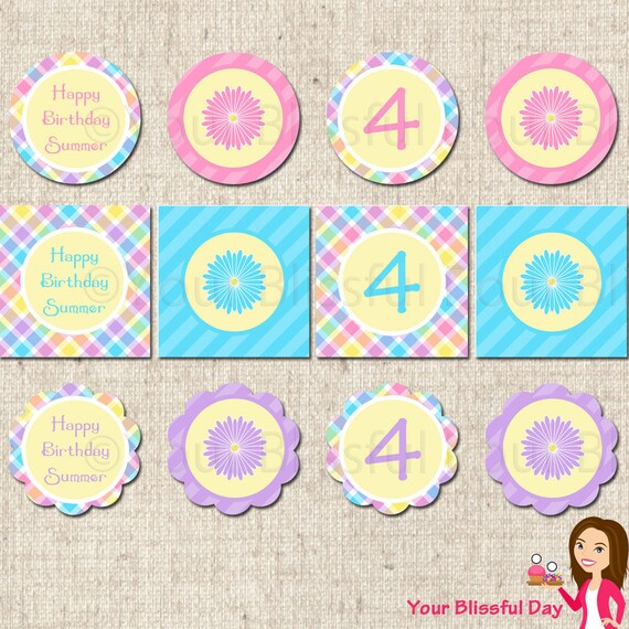 PRINTABLE Spring Time Flowers Party Circles (Personalized) Il_570xn