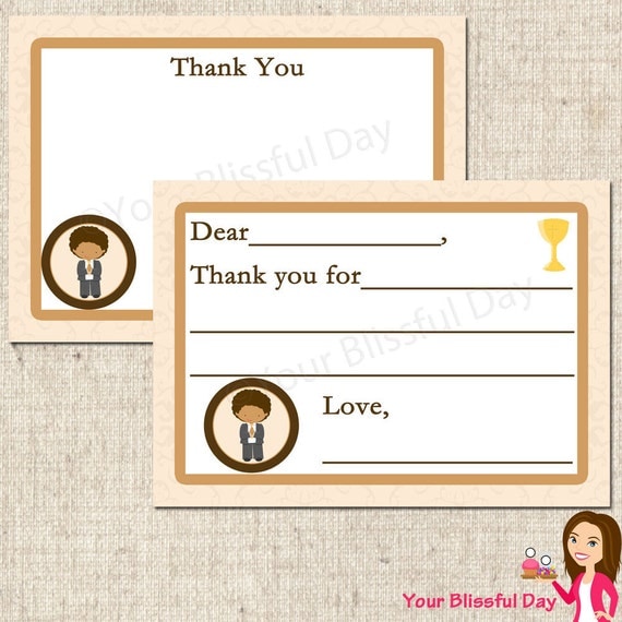 PRINTABLE First Communion Boy Fill-in-the-Blank or Stationery Thank You Cards (Character of your choice) Il_570xn