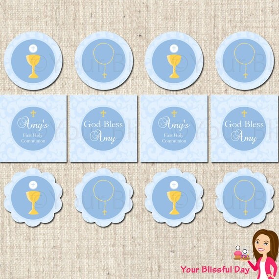 PRINTABLE Personalized First Communion Party Circles Il_570xn