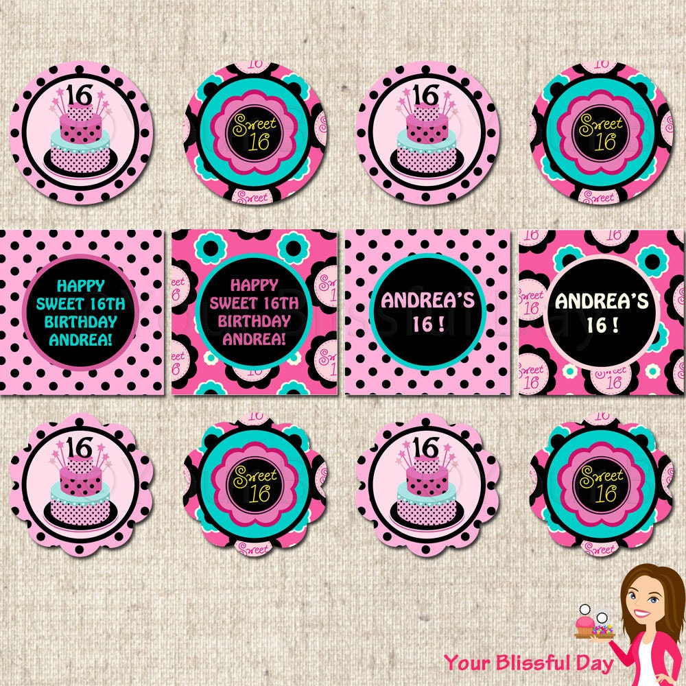 PRINTABLE Sweet 16 Birthday Party Circles Il_570xn