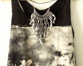 Crochet fringe necklace. Shades of grey cotton tassels