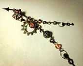 SlaveToSteampunk -The Trinket Collector Ear Cuff with gears, chains and amber beading
