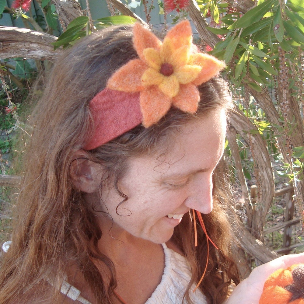 Felted Fiery Flower Headband