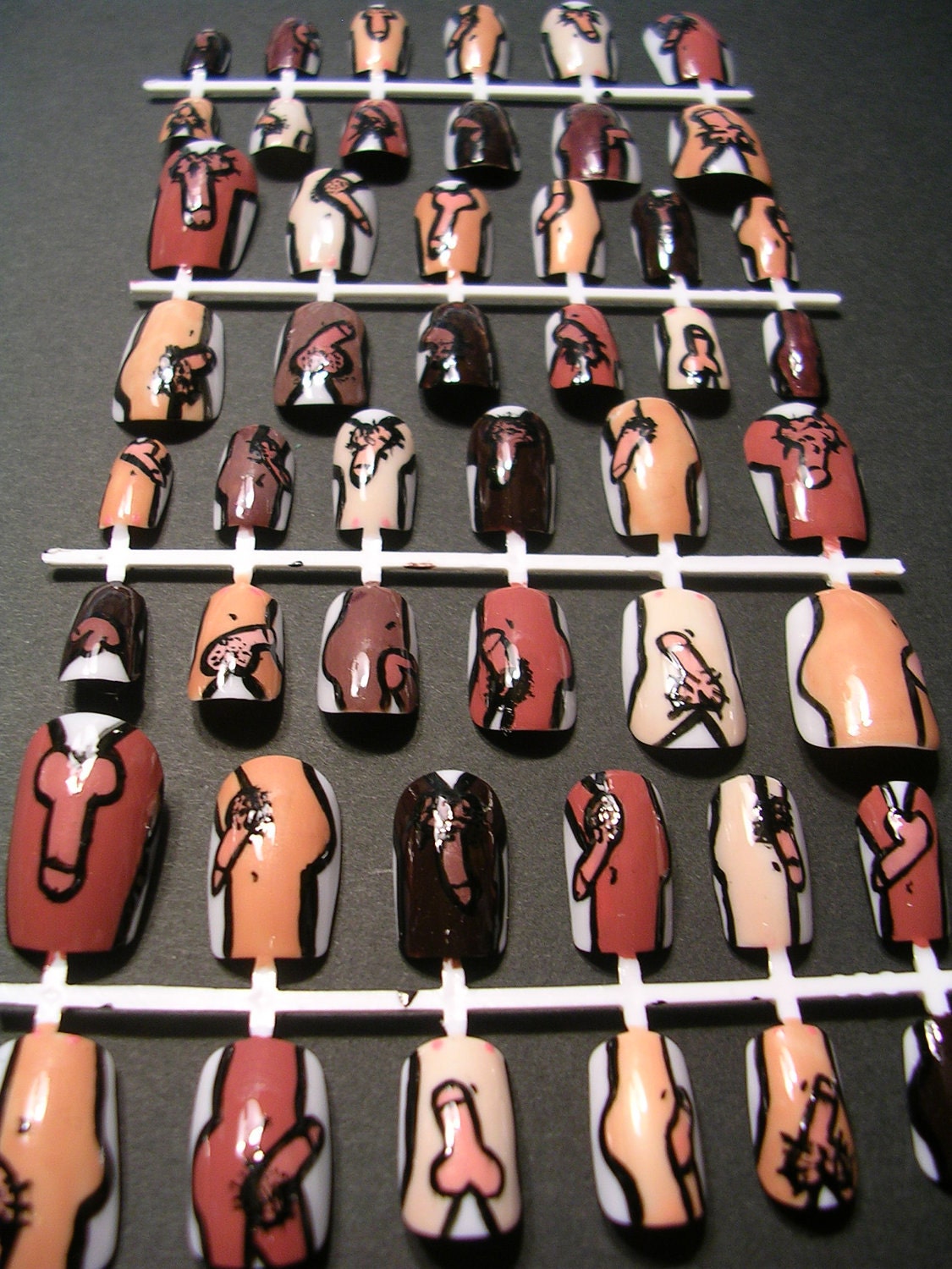im-Mature Cartoon Boner Fake Nails Silly Penis Bachelorette Nail Art 12pcs - Glue and Adhesive Tabs incl. - FREE Gift