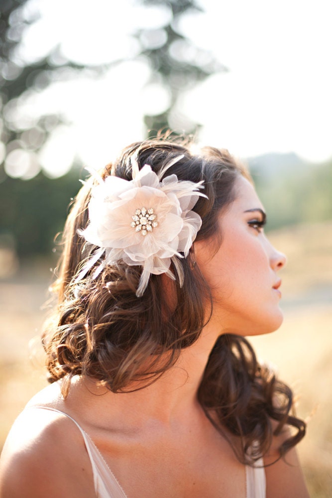 Available at Nordstrom, Bridal Headpiece, Bridal Hair Flower, Champagne - The Renee