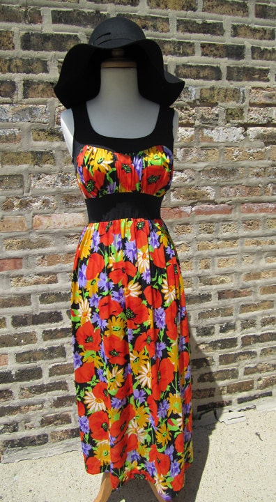 Floral maxi dress Psychedelic VINTAGE 60s xs s/SALE