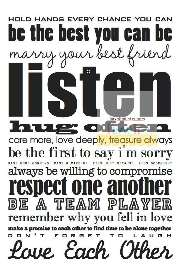 Marriage Advice . 11 x14 Love Rules Subway Art Poster Print . Romantic Wedding Anniversary Gift . Black on White // Scroll Sign