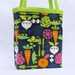 garden vegetables on chartreuse reversible shoulder bag with pocket