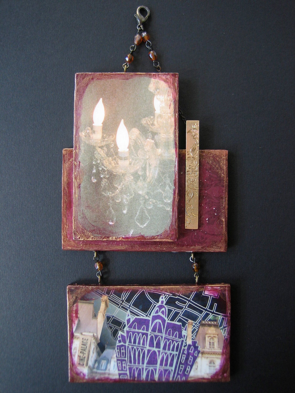 Gilded Plum (Original Mixed Media Wall Hanging - Mini Series)