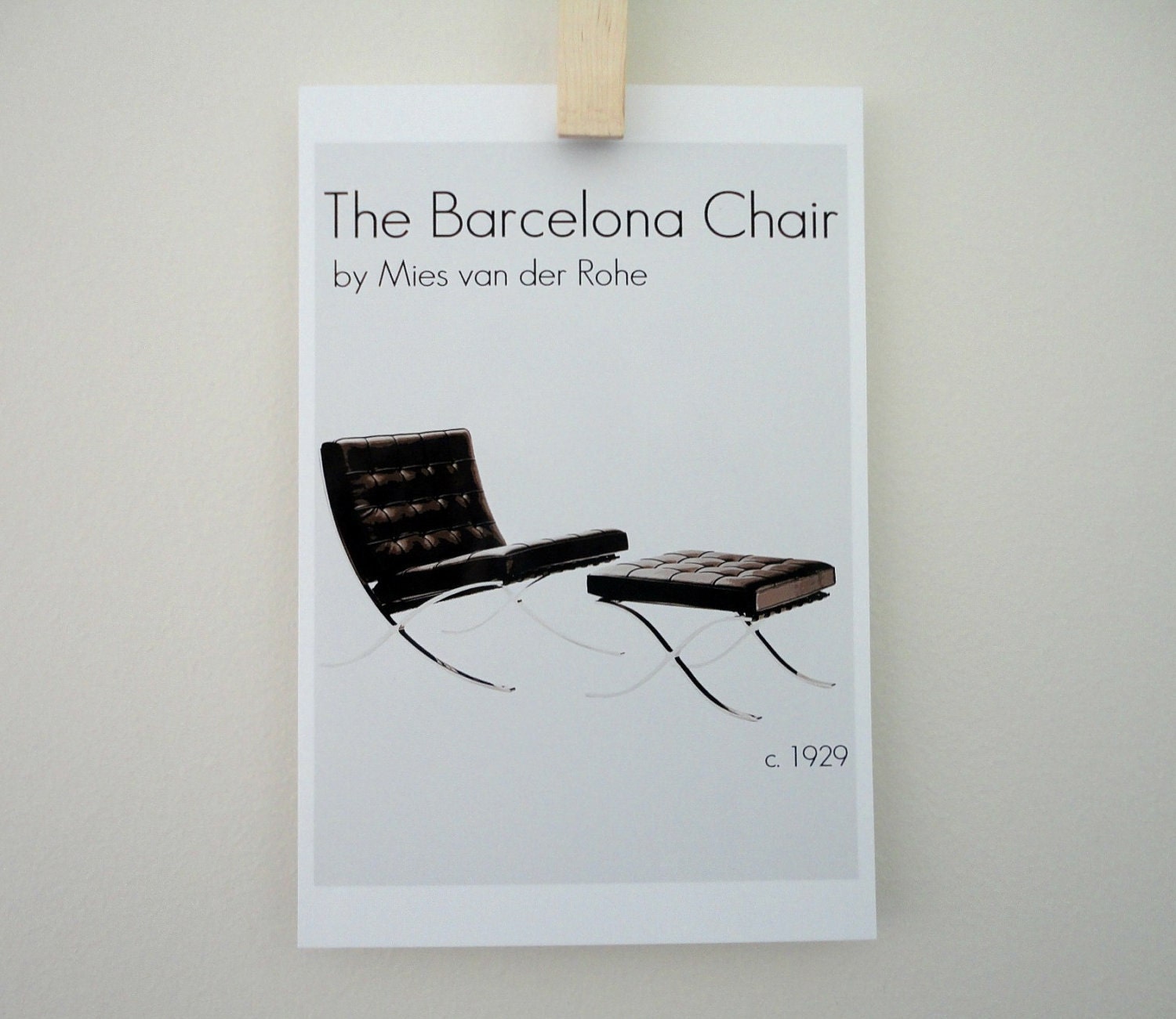 Art Print The Barcelona Chair by Ludwig Mies van der Rohe - 4 x 6 inches