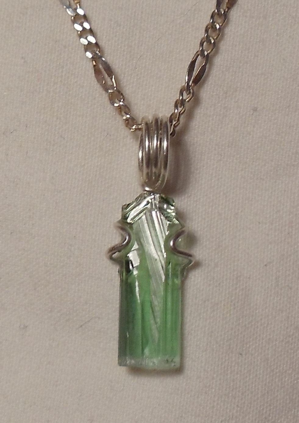 Apple-Green Tourmaline Crystal (1.7 carats) Pendant in Sterling