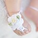 Barefoot Baby Sandals. White cotton Girl chic foot wear for those tiny earth bound toes.