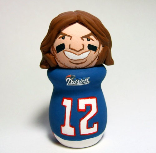 Tom Brady 12 Quarterback New England Patriots Super Bowl Handmade Wood Figure - READY TO SHIP