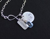 Sisters Bracelet, Silver Handstamped Charm, Sisters Charm and Custom Gemstone, Personalised Jewelry December