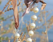 Ivory White Pearls and hand dyed silk ribbon necklace in earth Bridesmaid Jewelry Bridesmaid gifts