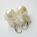 Ivory Satin Ribbon Bow And White Pearls Earrings-Bow earrings Bridesmaid Jewelry Bridesmaid gifts