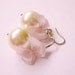 Baby Pink Satin Ribbon Bow And White Pearls Earrings-Bow earrings Bridesmaid Jewelry Bridesmaid gifts