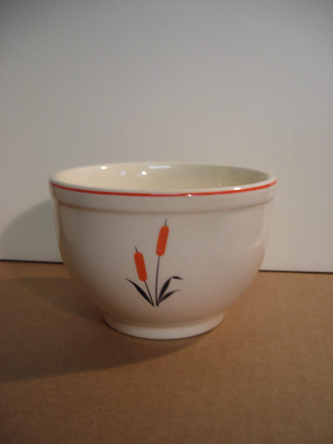 Cattail small serving bowl  5 1/4" wide 3.5" tall 1930's ceramic