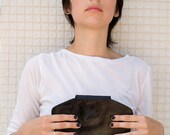 Black Leather women Wallet, women leather clutch, gift for her