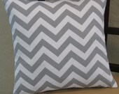 Storm Gray and White Chevron Zig Zag Pillow Cover
