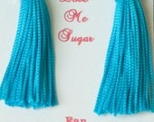 Long tassel ear plugs inspired by Breakfast at Tiffanys  - CHOOSE from Teal White or Cream