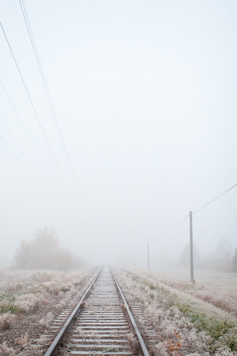 Photo of Train Tracks in Fog Entitled Frost and Fog - Fine Art Photo - 12 X 18