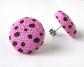Stud earrings pink brown dots spring bright happy hipster