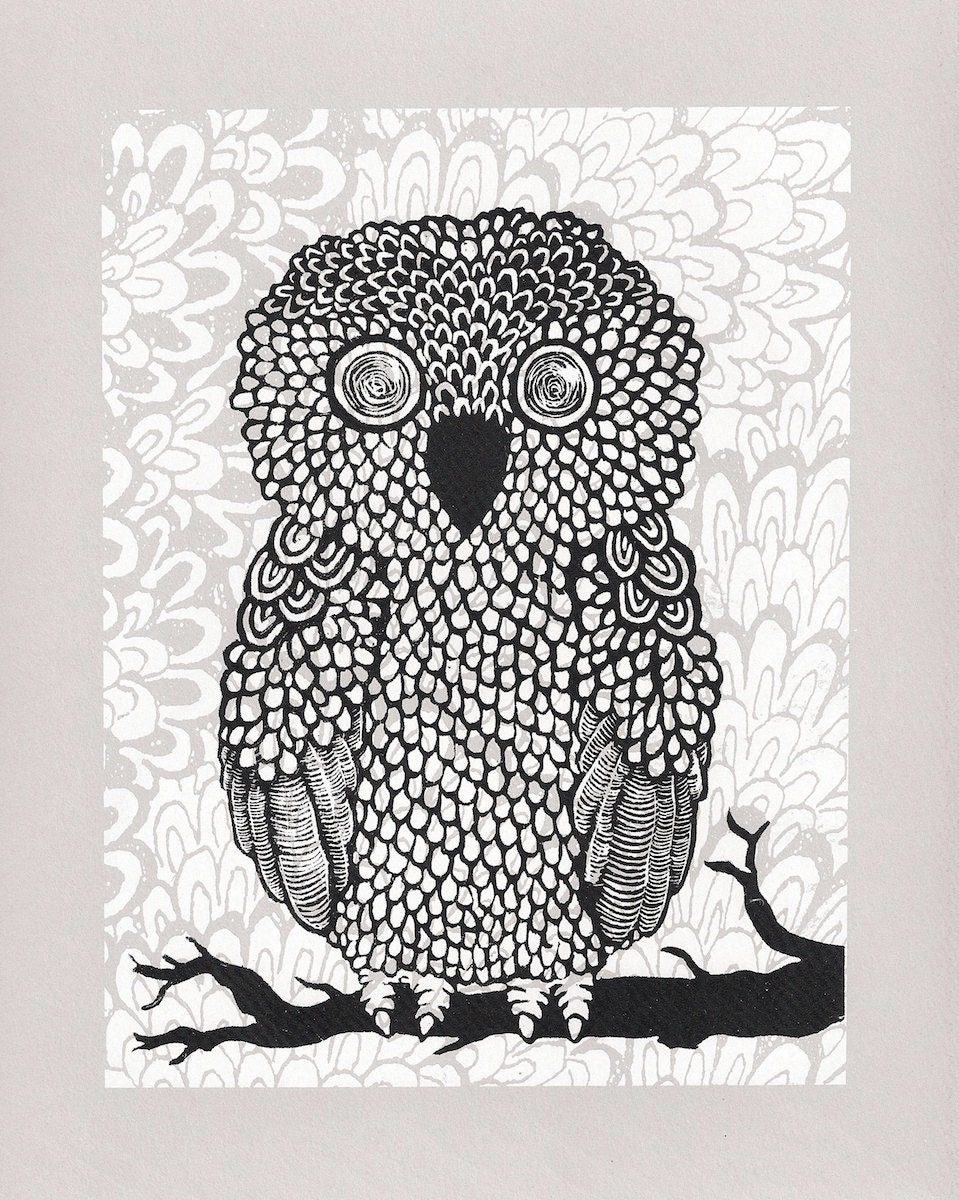 Owl Screenprint - Multi Color 8x10