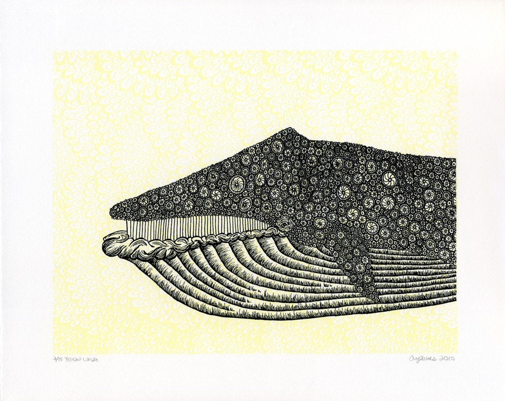 Nautical Whale Screenprint 8x10