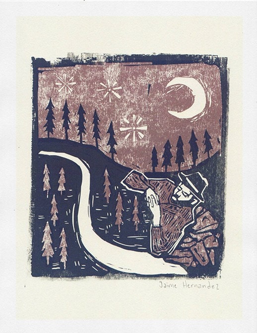 sleeping under stars - 8.5 x 11 in. art print - jaime hernandez