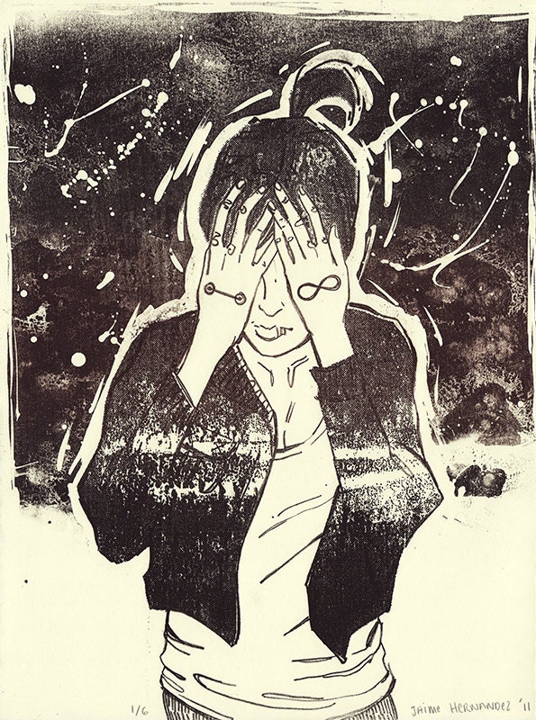 Distortion - ORIGINAL lithography hand pulled PRINT - static black and white electric