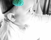 SALE 12 to 24m Green Baby Headband Love Heart Plush Skinny Headband - Baby Girl Headband Green Heart Photo Prop Green Headband
