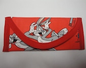 Bugs Bunny, or Elmer Fudd, Warner bros, cotton fabric, 7x3 inch, Cash Money Wallet, Clutch, Envelope style, Bags and purses
