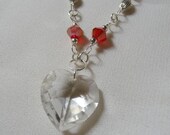 OOAK Crystal Heart Sterling Choker Necklace - Clara