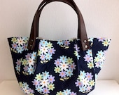 Modern floral Bag Purse in Dark navy blue