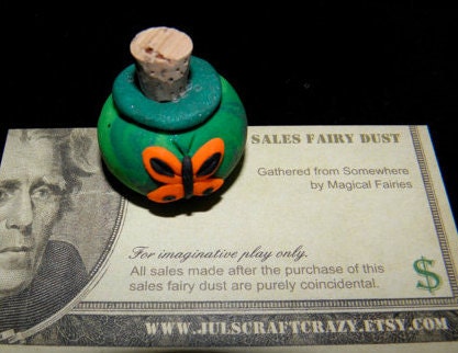 Butterfly on Bottle Sparkle Magic Dust a Polymer Clay Miniature for Fairy Play