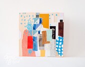 Cityscape I, Original Abstract Collage on Wood