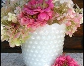 Vintage Milk Glass Hobnail Planter