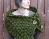 chunky button cowl shawl neck warmer - cilantro - the anouk