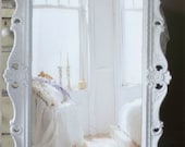 White Baroque Mirror,  Large Shabby Chic Mirror, Vintage