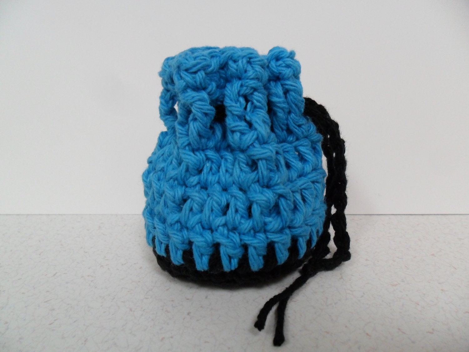 Cotton Coin Purse - Black & Blue - Money Dice Token Medicine Bag - Drawstring